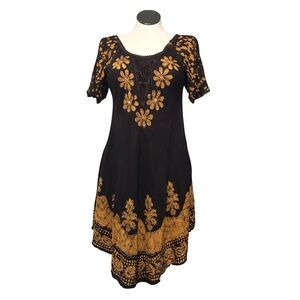 Nobles Embroidered Asymmetrical Dress Women’s Size Free (S-L) Color Brown Floral